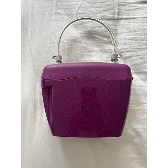 Palm Angels Purple Black Plastic Pad Lock Bucket Fashion  Palm Angels Purple Black Plastic Pad Lock Bucket Fashion Designer Bag